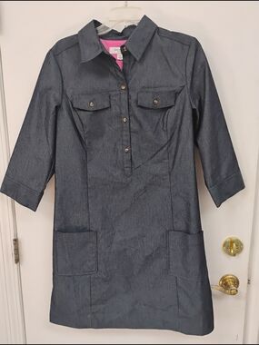 Isaac Mizrahi for Target Denim Shirt Dress Size 12 Utility Pocket Y2K